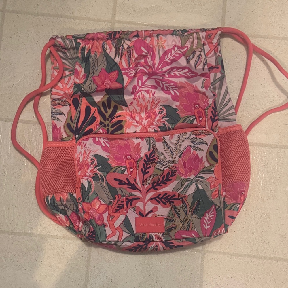 Vera Bradley Coral and Pink Floral Backpack- never used, no tags